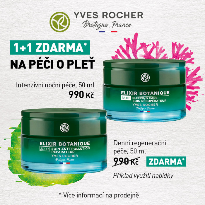 1+1 zdarma na výrobky z péče o pleť rostlinné kosmetiky Yves Rocher