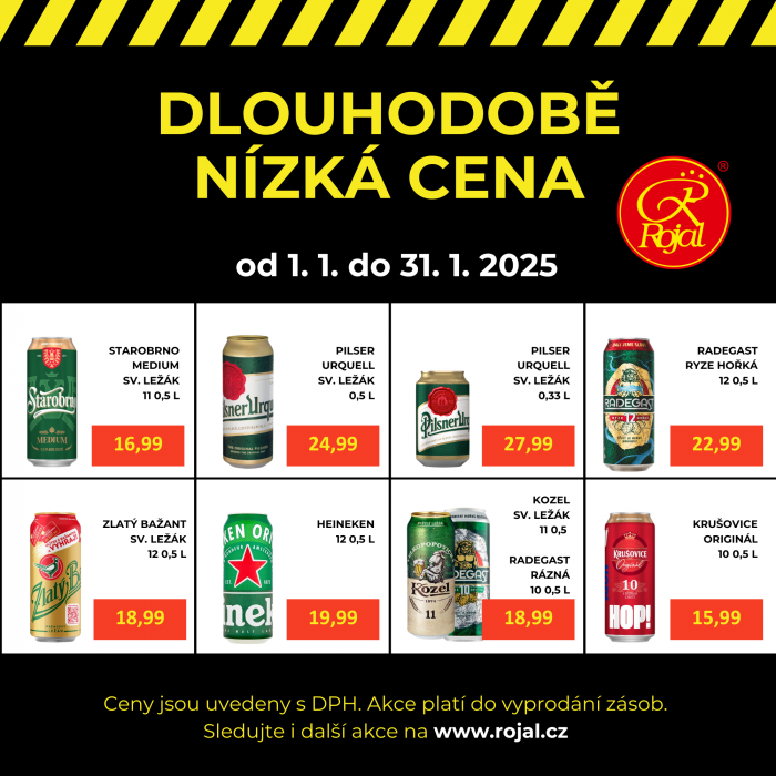 Pivo v plechu za dlouhodobě nízké ceny? Jedině v Rojal!