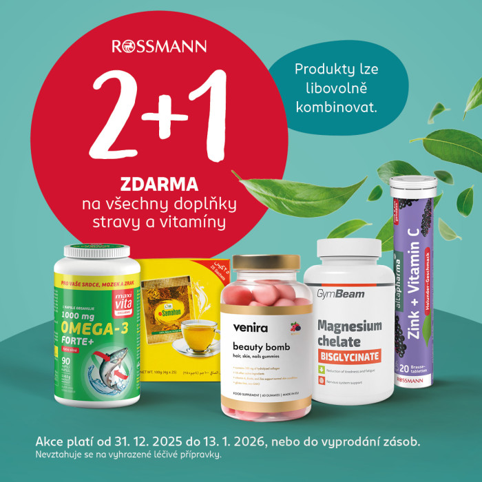 Akce 2+1 na všechny doplňky stravy a vitamíny v Rossmann