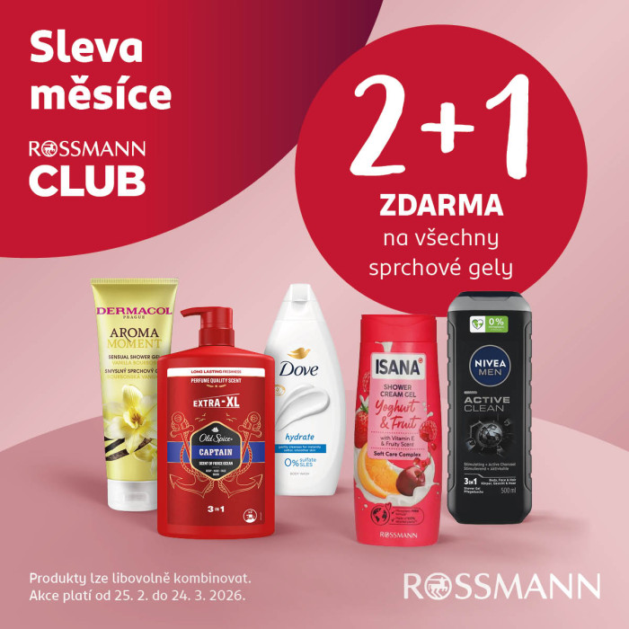 Akce 2+1 na sprchové gely v Rossmann