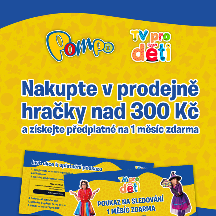 K nákupu nad 300 Kč v prodejně Pompo nyní získáte přístup k aplikaci TV pro děti na jeden měsíc zdarma